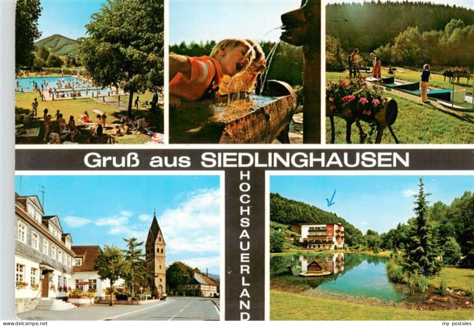 73942529 Siedlinghausen_Winterberg Schwimmbad Brunnen Minigolf Rathaus Kirche Ho - Winterberg