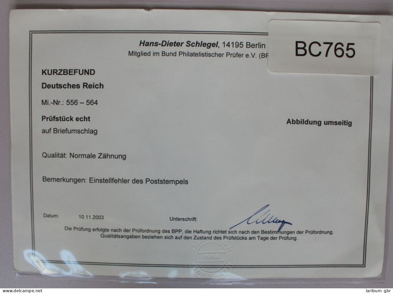 DR 556-564 Auf Brief Als Mischfrankatur Gep. Schlegel BPP, Vorentwertet #BC765 - Andere & Zonder Classificatie