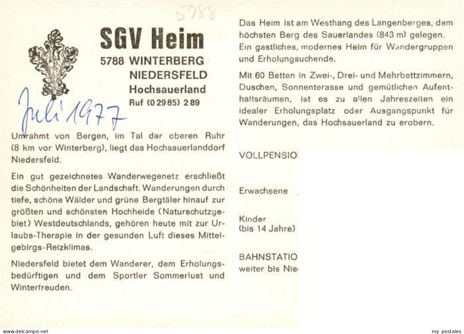 73942478 Niedersfeld_Winterberg SGV Heim Gastraeume - Winterberg