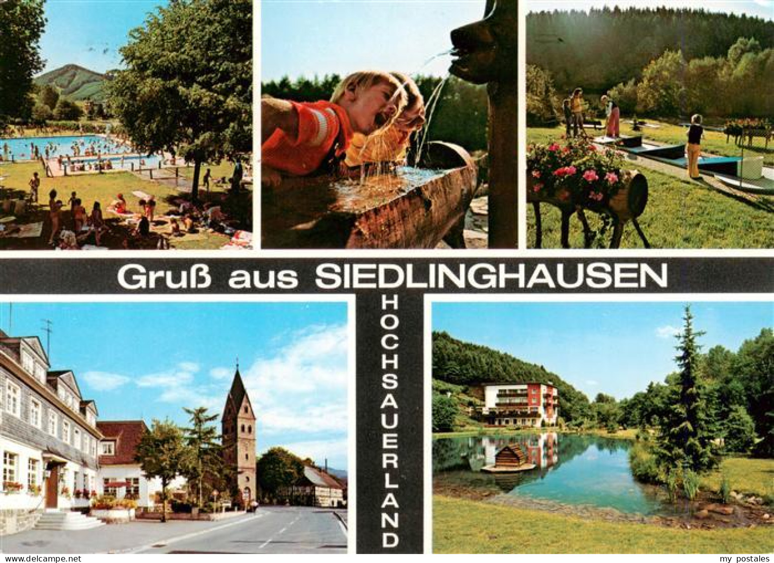 73942476 Siedlinghausen_Winterberg Freibad Brunnen Minigolf Kirche Park - Winterberg