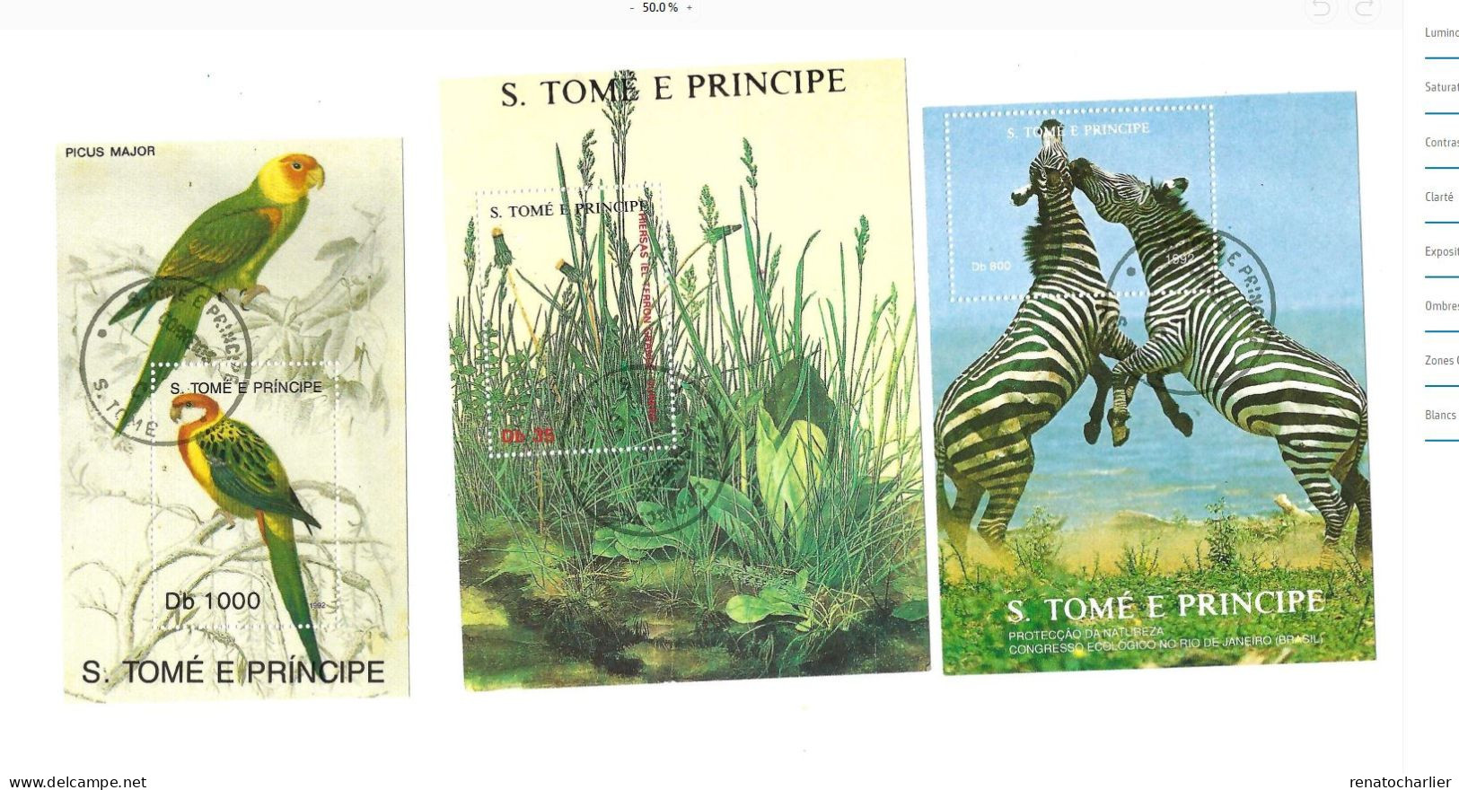 Collection De 3 BF  Oblitérés. (Zèbres,perroquets,) - Sao Tome En Principe