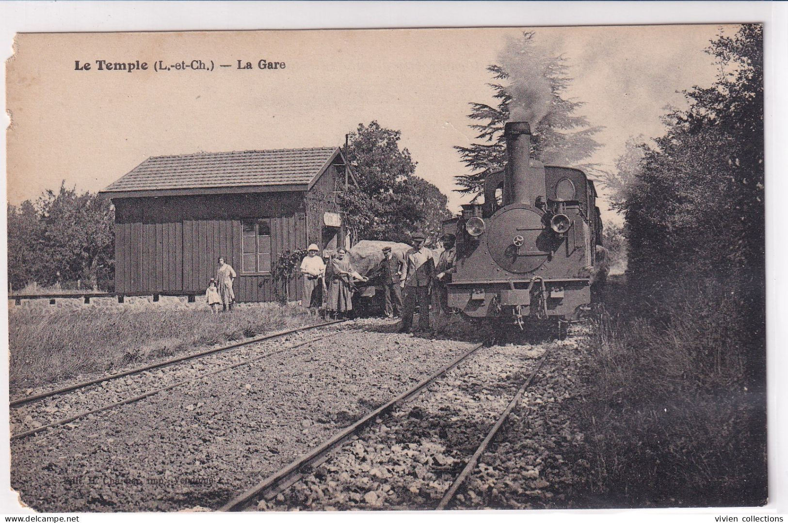 Le Temple (41 Loir Et Cher) La Gare - Train En Gare - édit. Chartier Vendôme (carte Avec Défauts Bord Gauche) - Autres & Non Classés