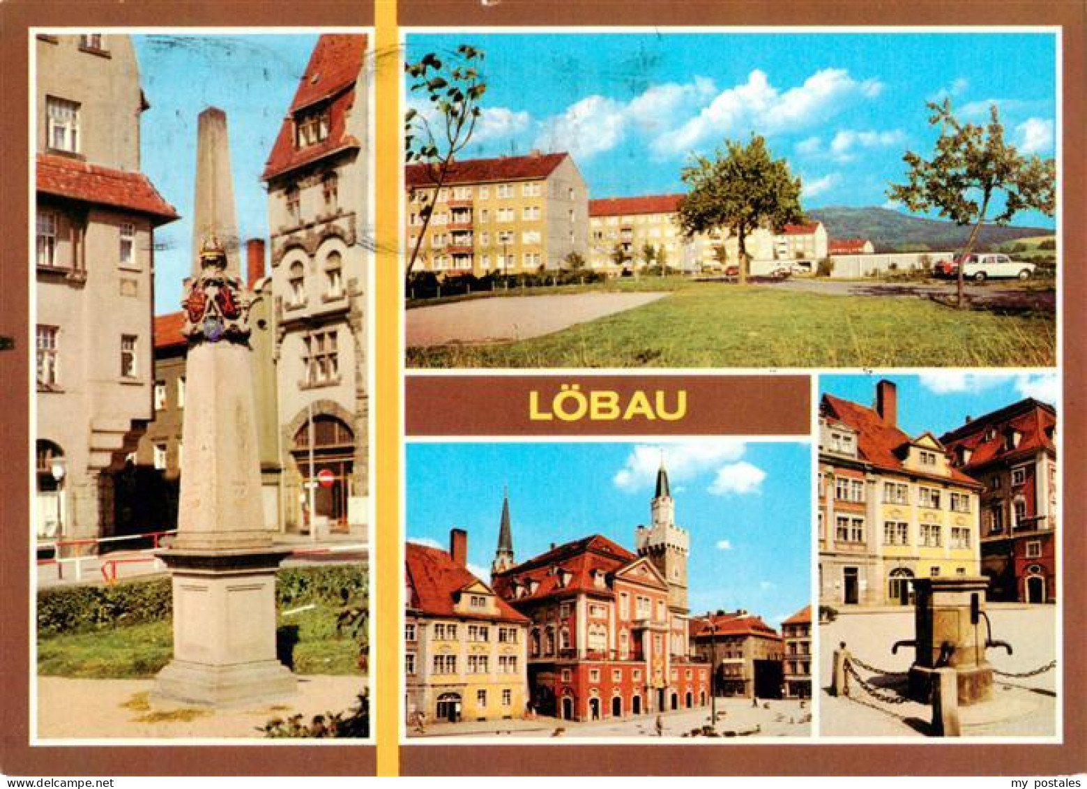 73901497 Loebau Sachsen Postmeilensaeule Loebauer Berg Rathaus Platz Der Befreiu - Löbau