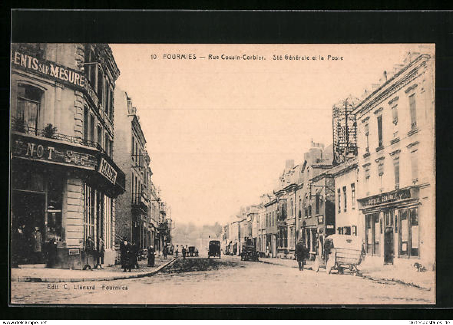 CPA Fourmies, Rue Cousin-Corbier, Sté Générale Et La Poste  - Fourmies