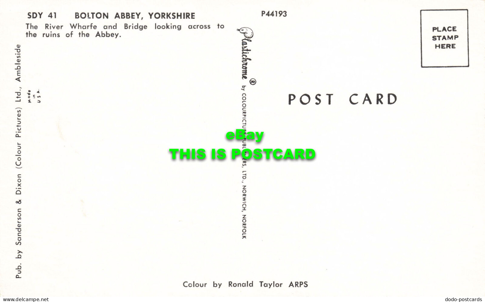 R574794 SDY 41. Bolton Abbey. Yorkshire. Sanderson And Dixon. Ronald Taylor. Pla - World