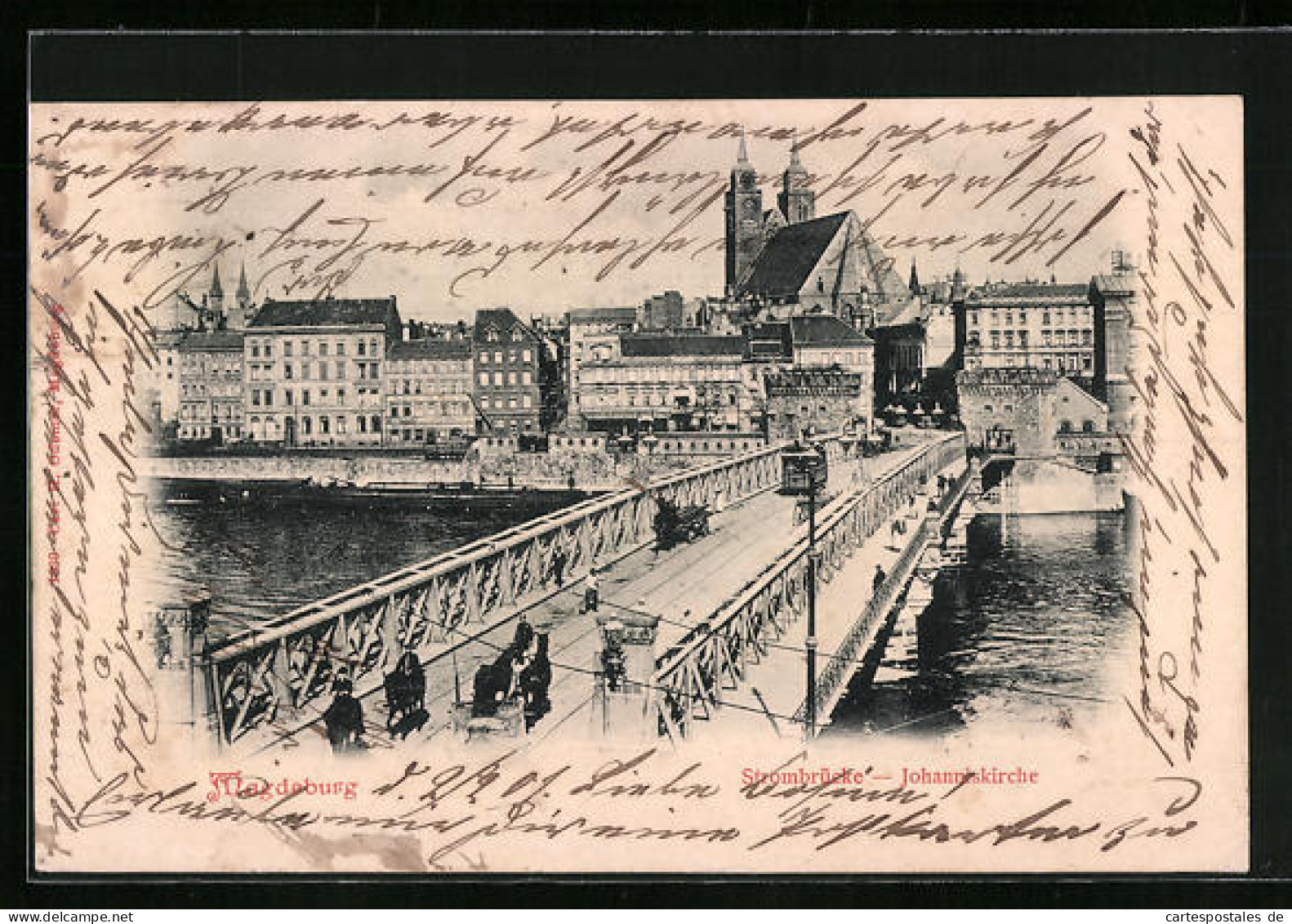 AK Magdeburg, Strombrücke Mit Strassenbahn  - Tramways