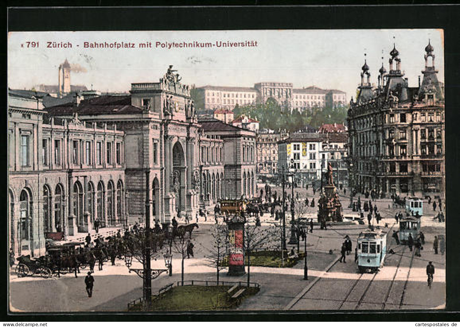 AK Zürich, Strassenbahnen Auf Dem Bahnhofplatz  - Tram