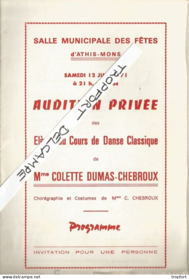 XB / Vintage // Superbe PROGRAMME VIRY-CHATILLON 1977 Numéroté19  Audition Privée Danse  8 Pages / Théâtre Opera - Programma's