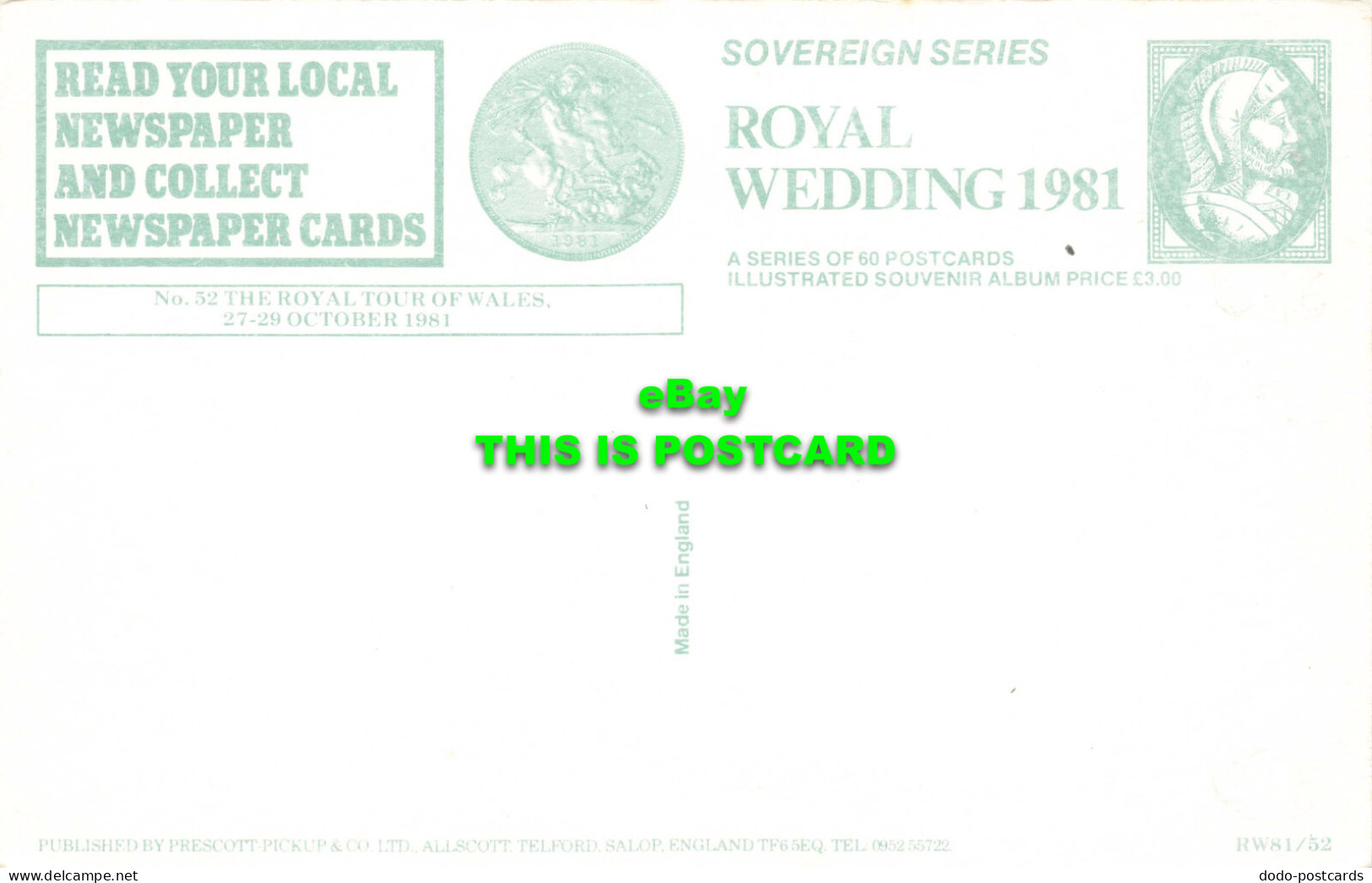 R574820 No. 52. Royal Tour Of Wales. 1981. Sovereign Series. Royal Wedding 1981. - World