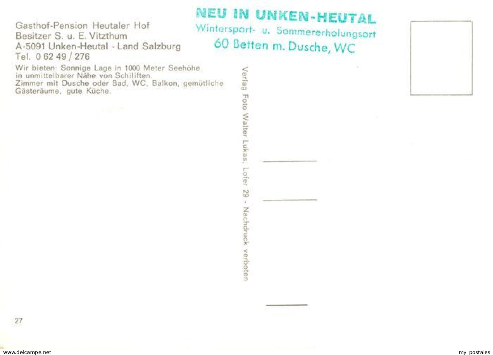 73901325 Heutal Unken Gasthof Pension Heutaler Hof Heutal Unken - Autres & Non Classés