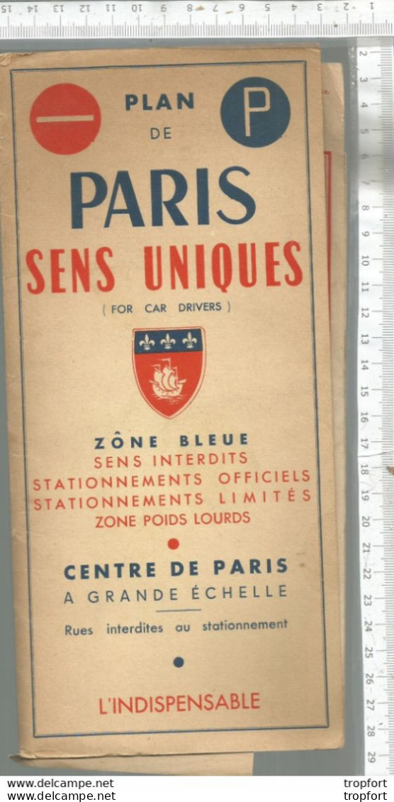 PG / SUPERBE CARTE ANCIENNE  PARIS SENS UNIQUE  CENTRE DE PARIS A GRANDE ECHELLE - Cartes Routières