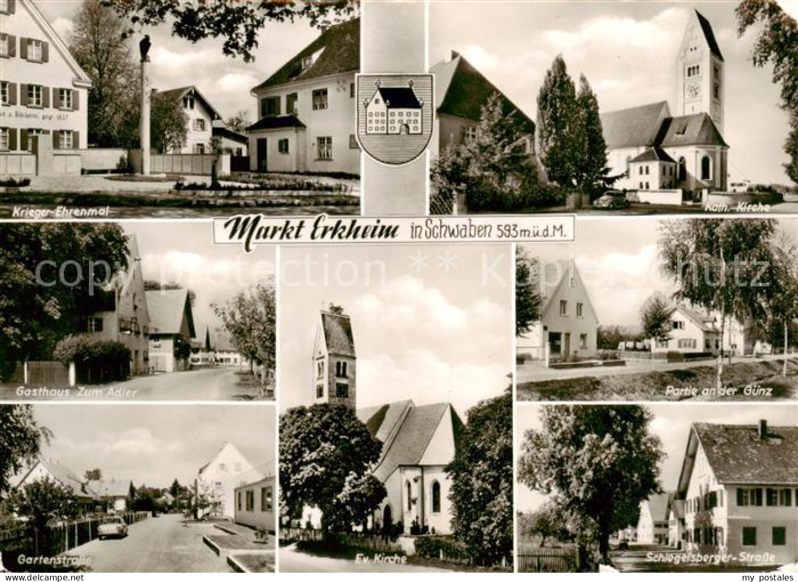 73862659 Erkheim Krieger Ehrenmal Kath Kirche Gasthaus Zum Anker Gartenstr Ev Ki - Autres & Non Classés