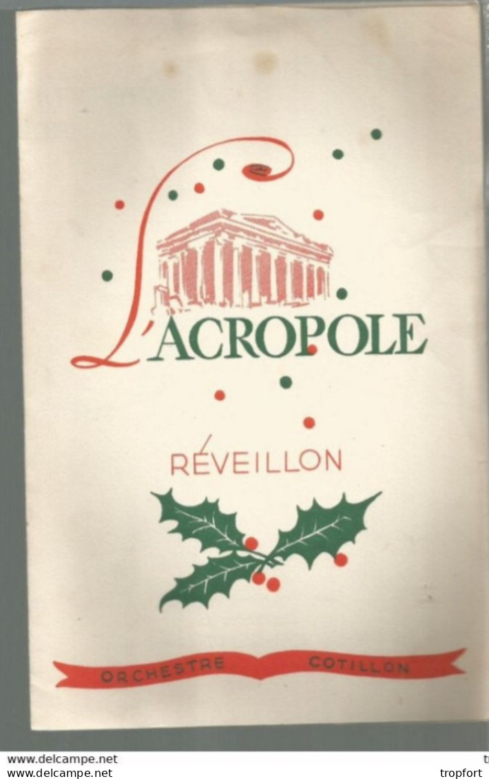 PG / Vintage // MENU 1955  L'ACROPOLE REVEILLON NOEL - Menus