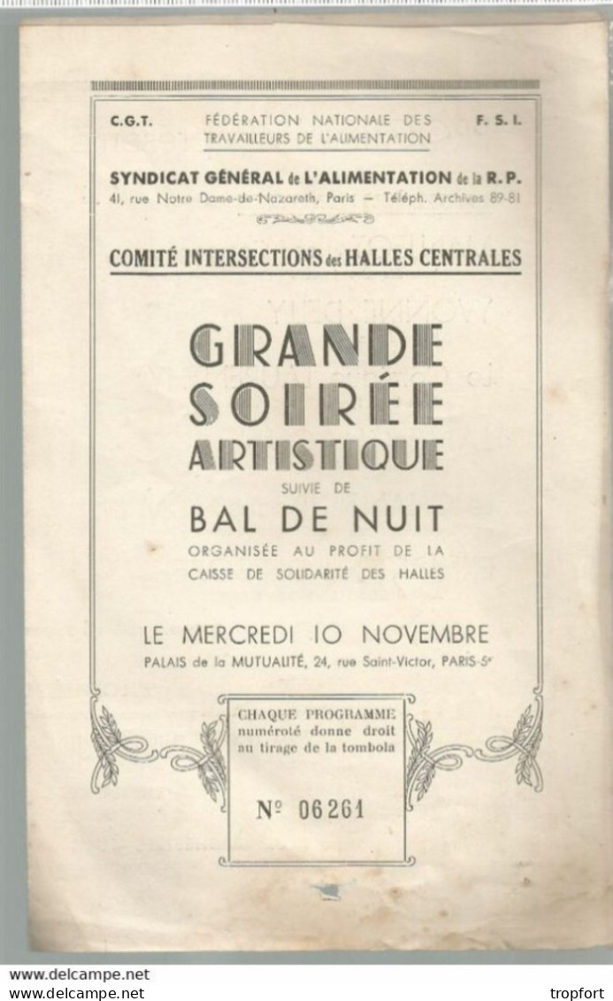 PG / Vintage // PROGRAMME Soirée ARTISTIQUE // BAL De NUT  EXHIBITION DE BOXE DUBOIS MANHES - Programmes