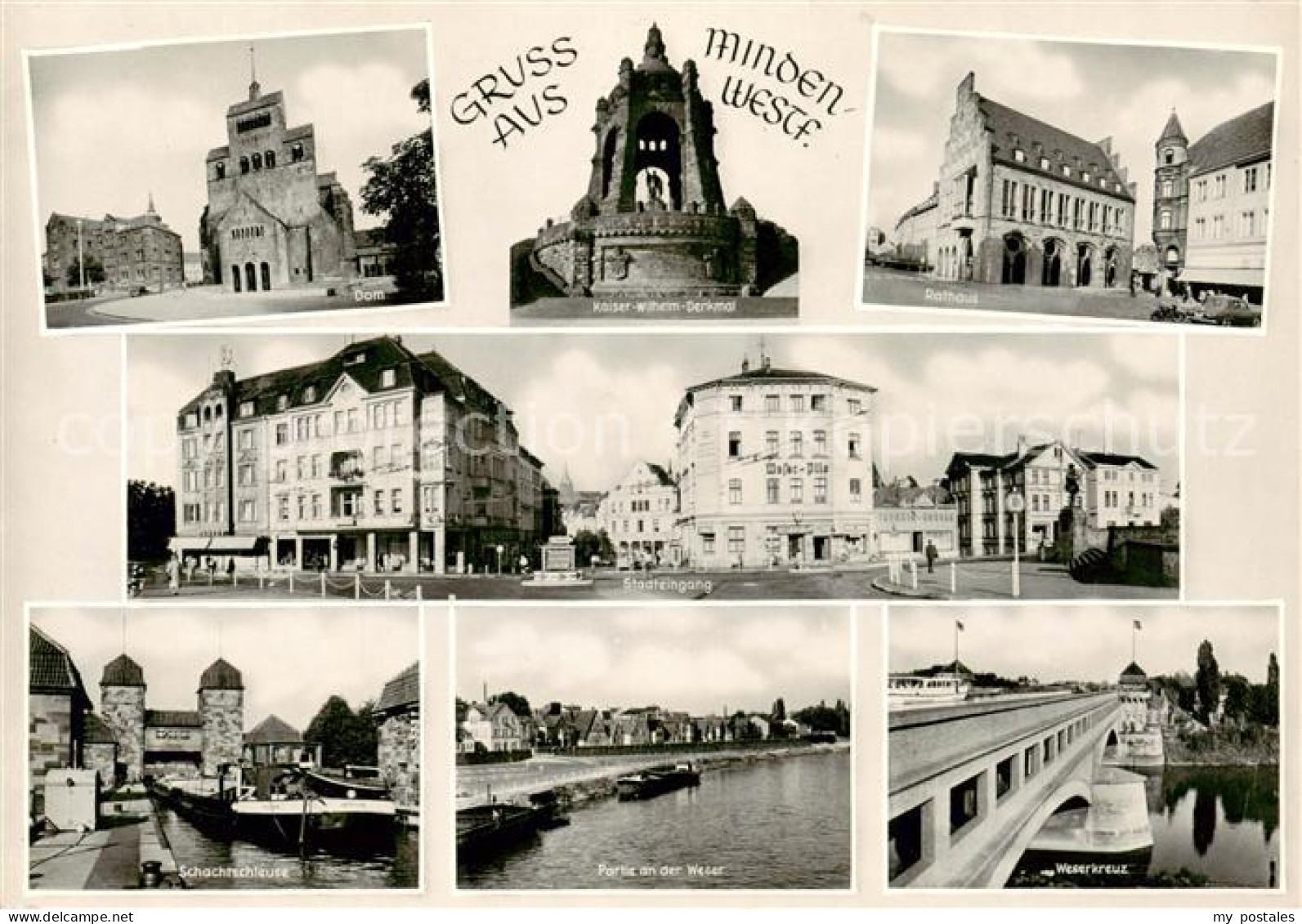 73829419 Minden  Westfalen Weser Dom Kaiser Wilhelm Denkmal Rathaus Stadteingang - Minden