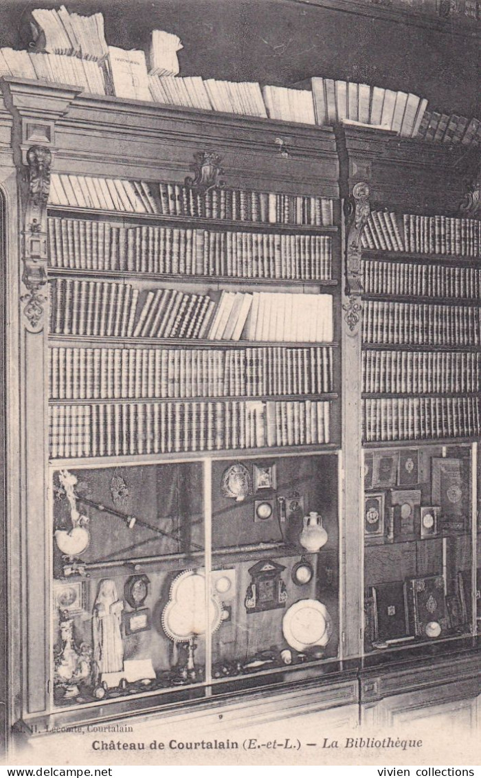 Courtalain (28 Eure Et Loir) La Bibliothèque Du Château - édit. Lecomte Carte Précurseur - Courtalain