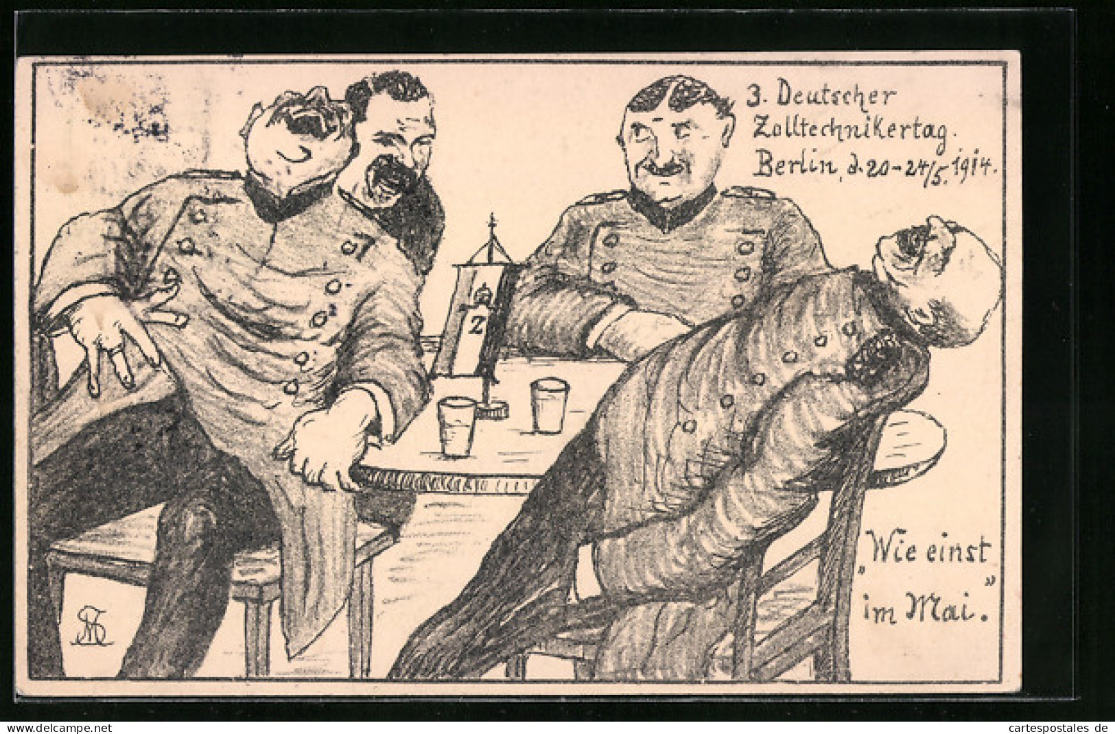 Künstler-AK Berlin, 3. Deutscher Zolltechnikertag 1914, Wie Einst Im Mai  - Customs