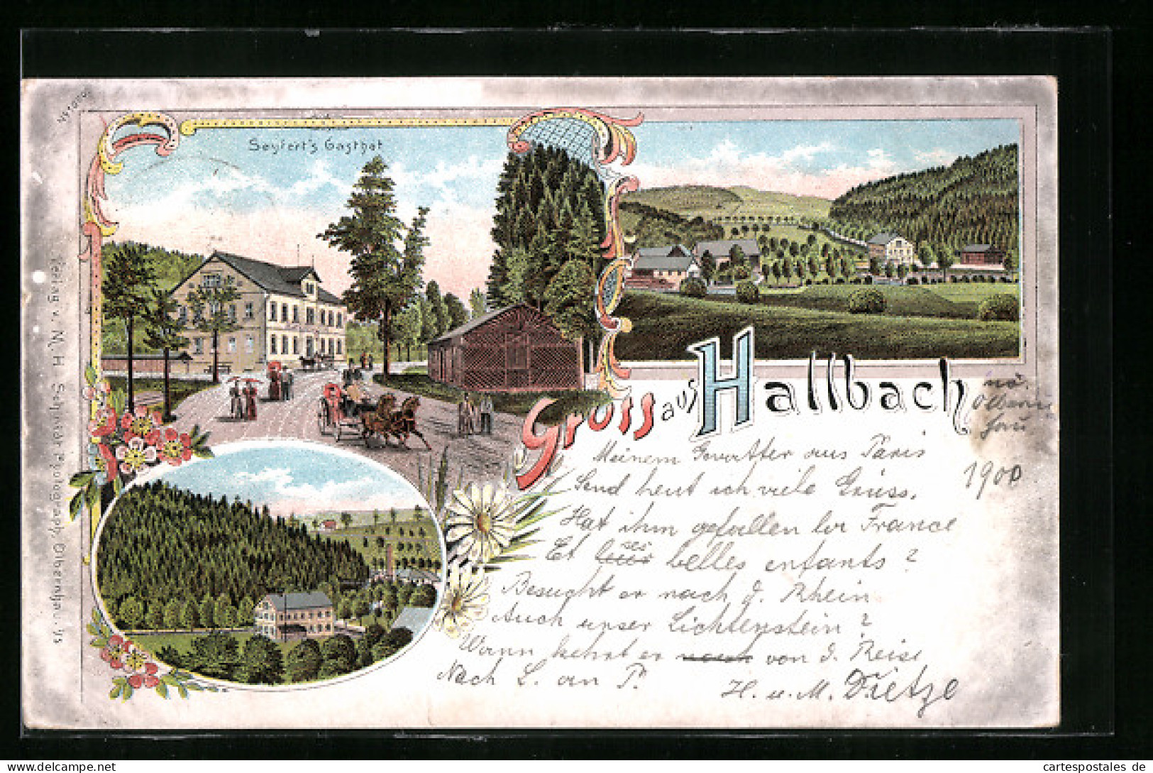 Lithographie Hallbach, Seyfert`s Gasthof  - Sonstige & Ohne Zuordnung