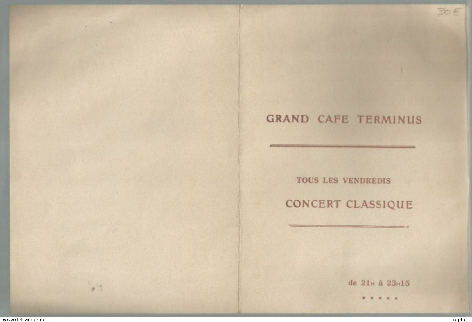 PG / Vintage // PROGRAMME CONCERT CLASSIQUE Musique 1934 PG Grand Café Terminus PG / V BADENES GARCIA Madrid // DELVIGNE - Programme