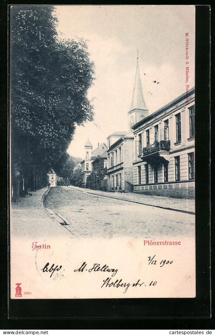 AK Eutin, Partie In Der Plönerstrasse Mit Blick Auf Kirchturm  - Plön