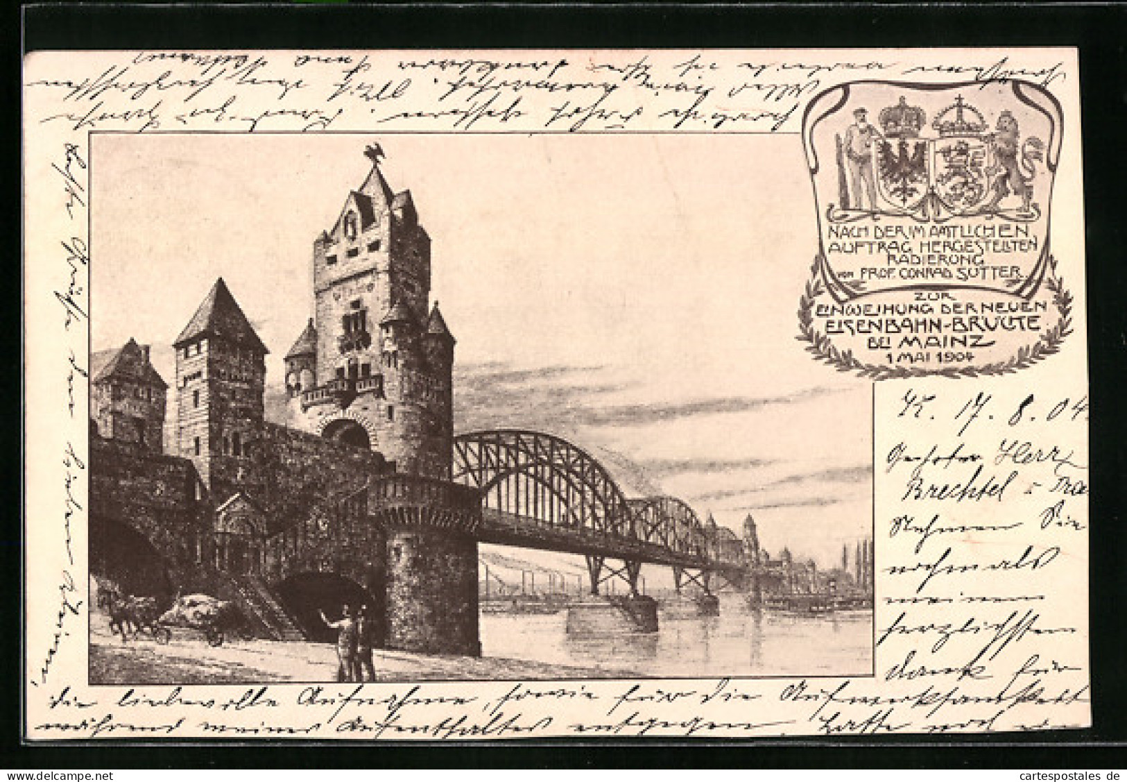 AK Mainz, Einweihung Der Neuen Eisenbahn-Brücke Am 1. Mai 1904  - Mainz
