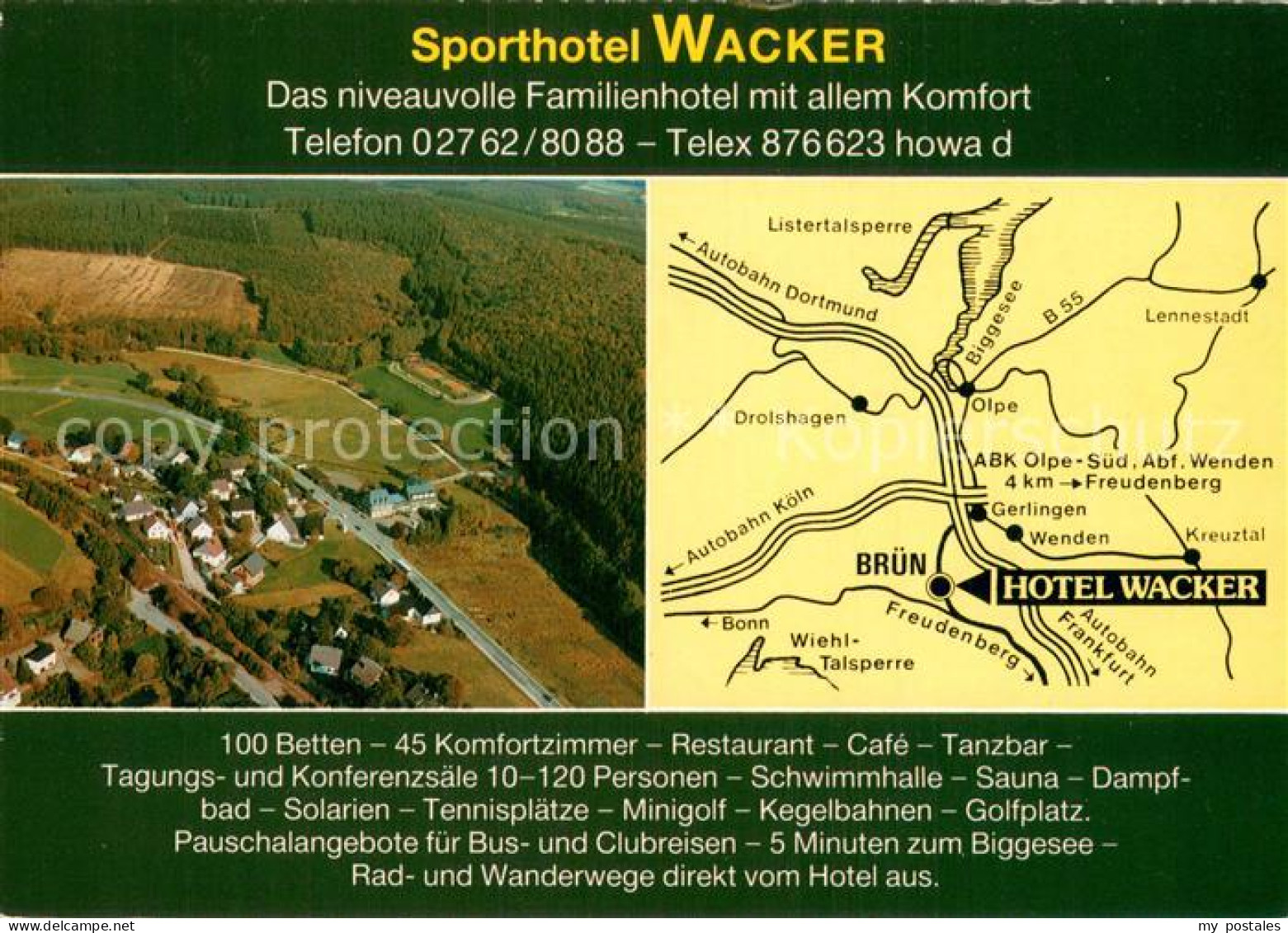 73754494 Bruen Wenden Sporthotel Wacker Landkarte Fliegeraufnahme Bruen Wenden - Autres & Non Classés