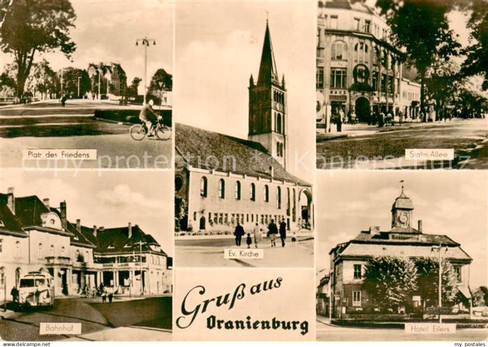 73754354 Oranienburg Platz Des Friedens Bahnhof Kirche Stalin-Allee Hotel Eilers - Oranienburg