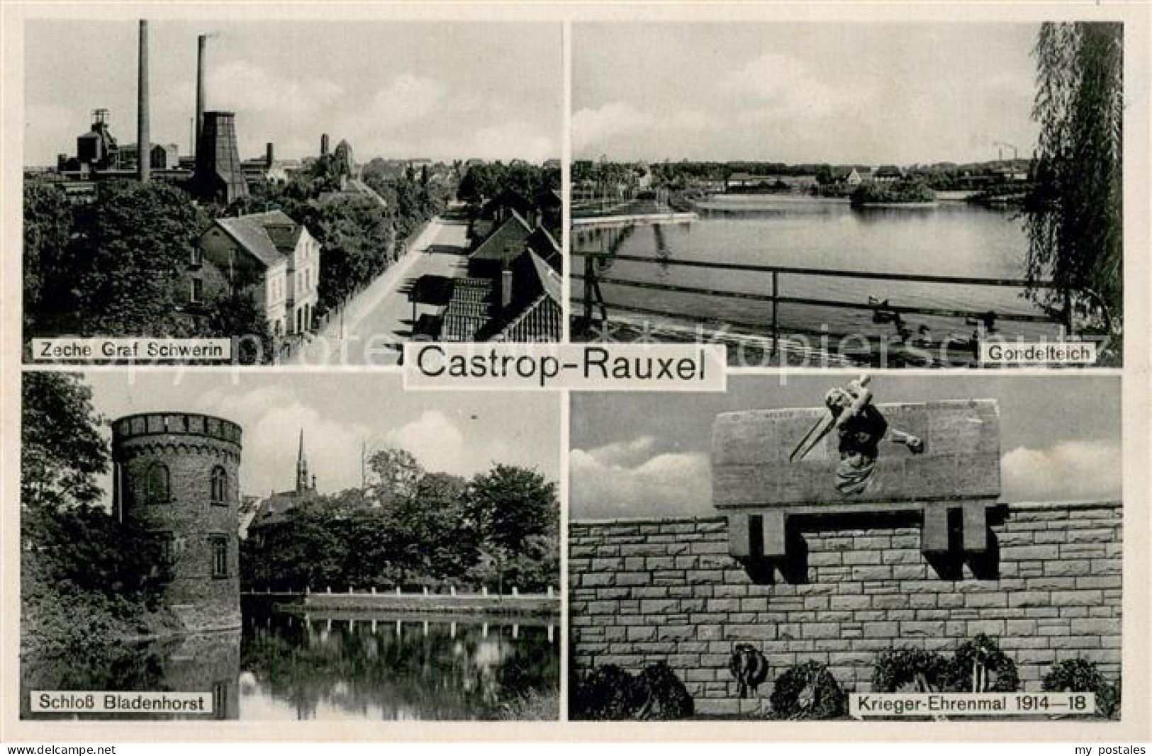 73754303 Castrop-Rauxel Zeche Graf Schwerin Gondelteich Krieger-Ehrenmal Schloss - Castrop-Rauxel