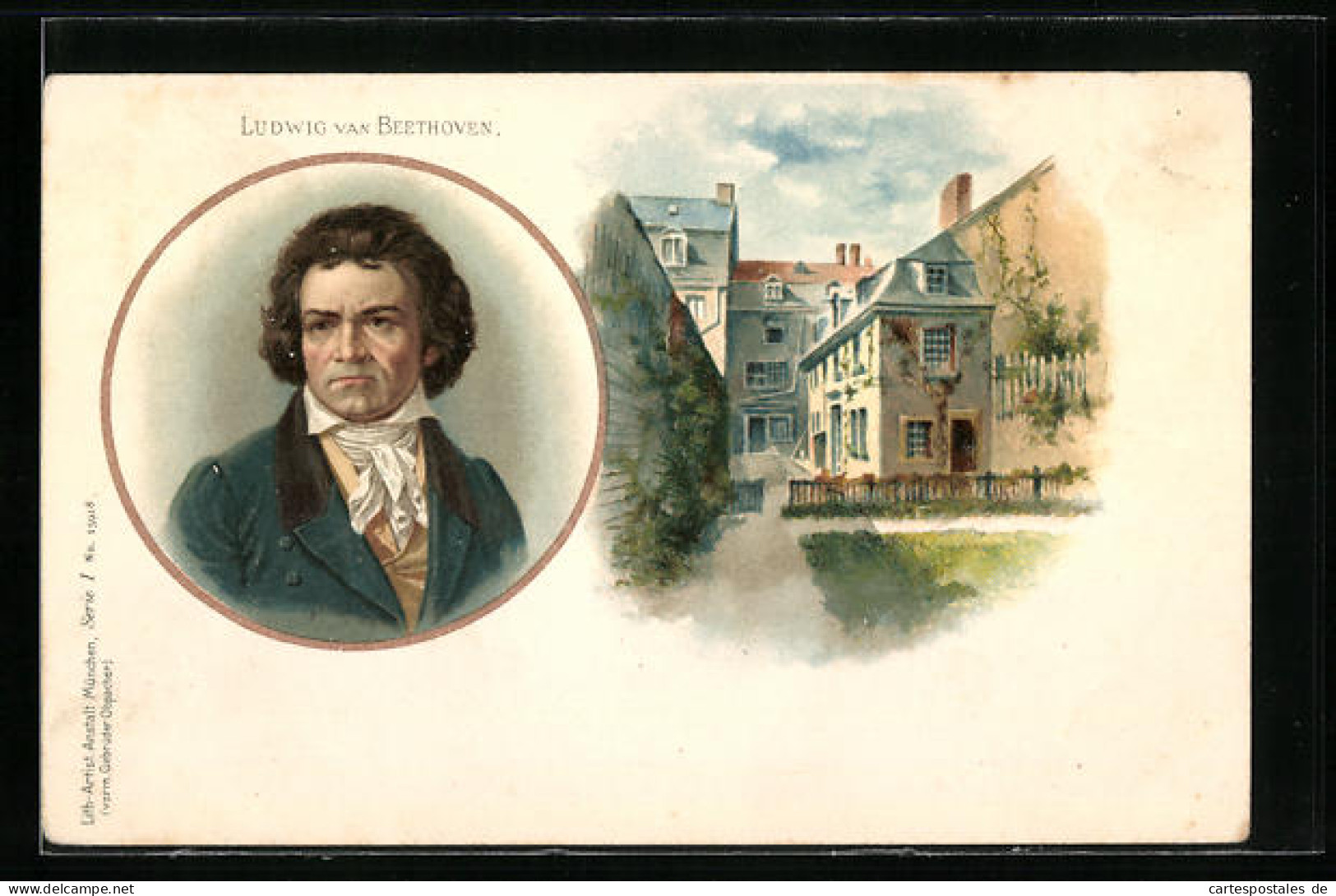 Lithographie Porträt Von Ludwig Van Beethoven  - Artiesten