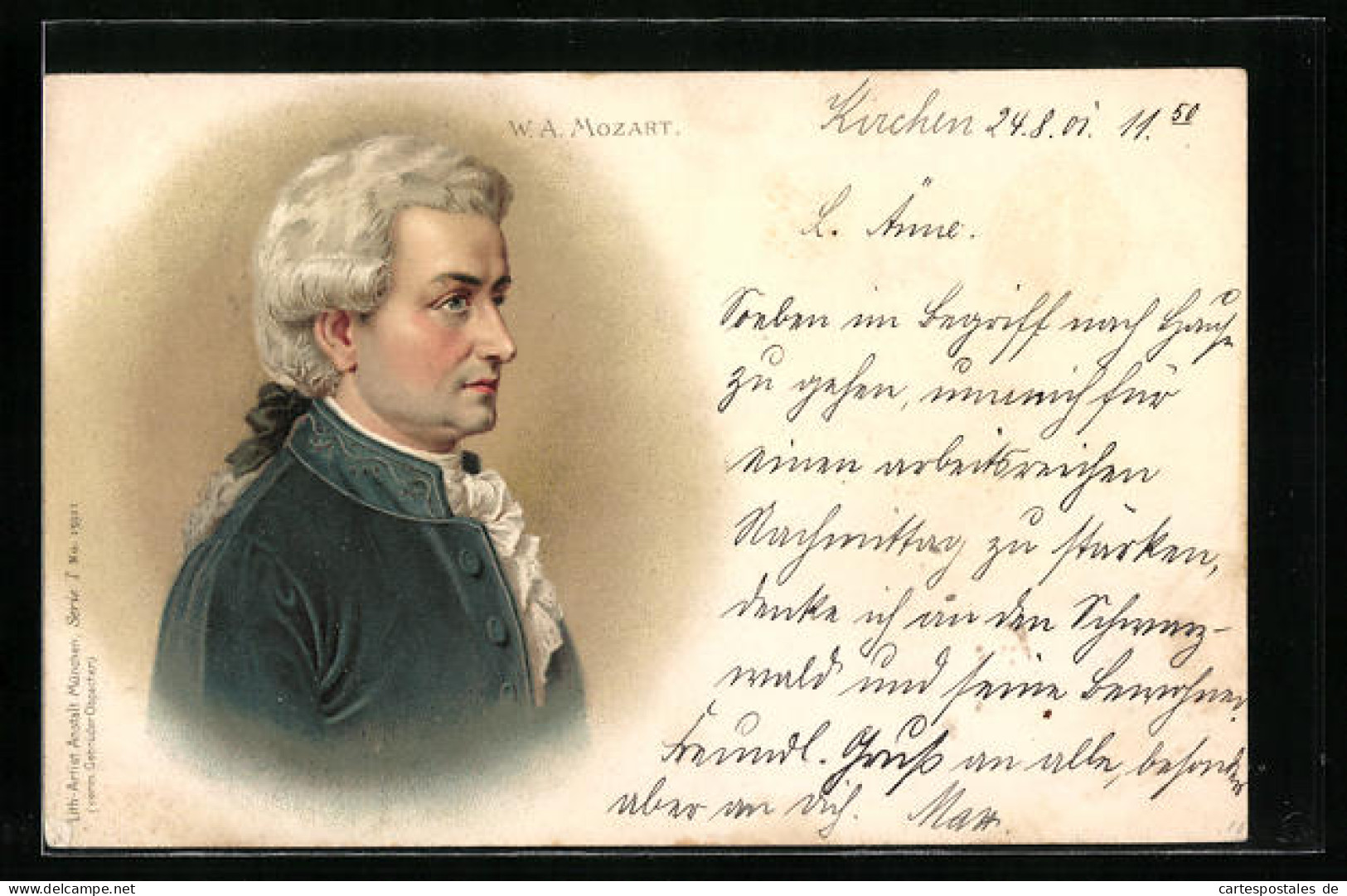 Lithographie Porträt Von W. A. Mozart  - Artistas
