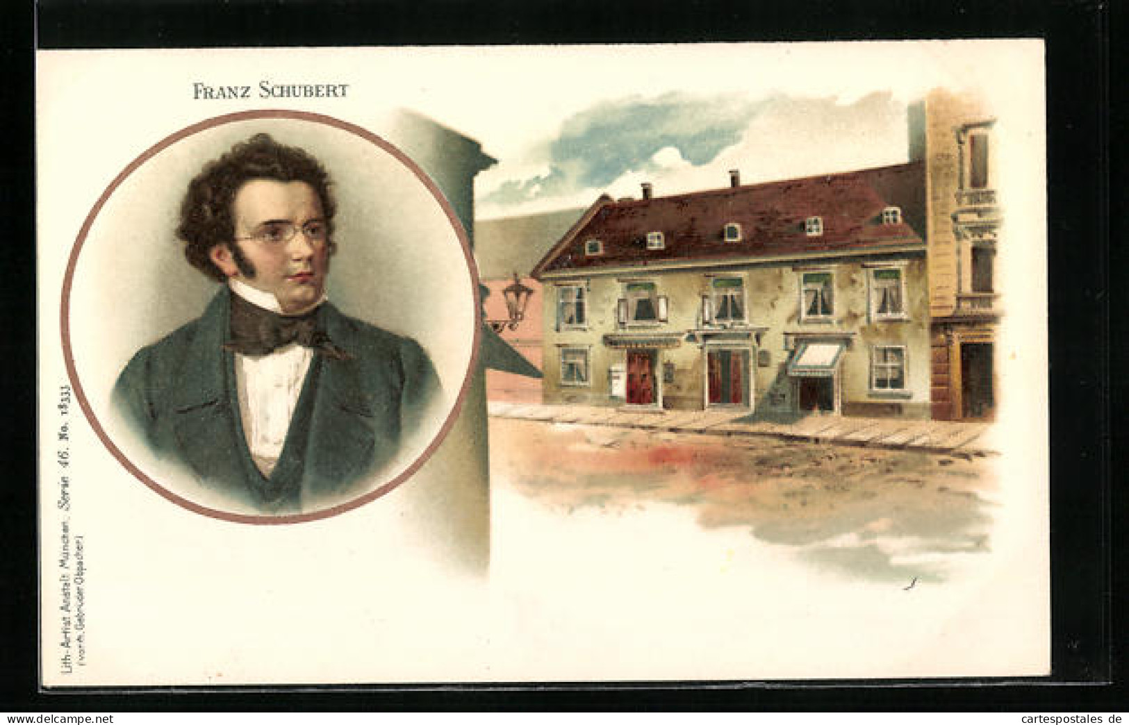 Lithographie Porträt Von Franz Schubert  - Künstler
