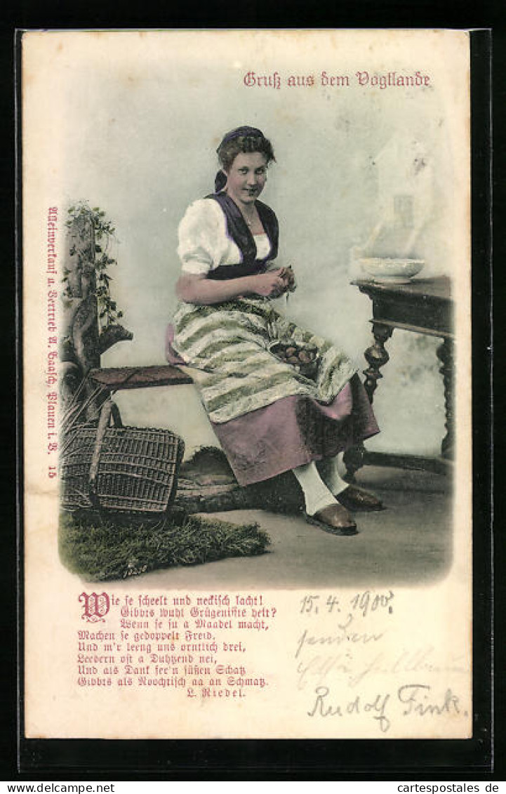 Relief-AK Dame In Bayerischer Tracht Aus Dem Vogtlande  - Costumes