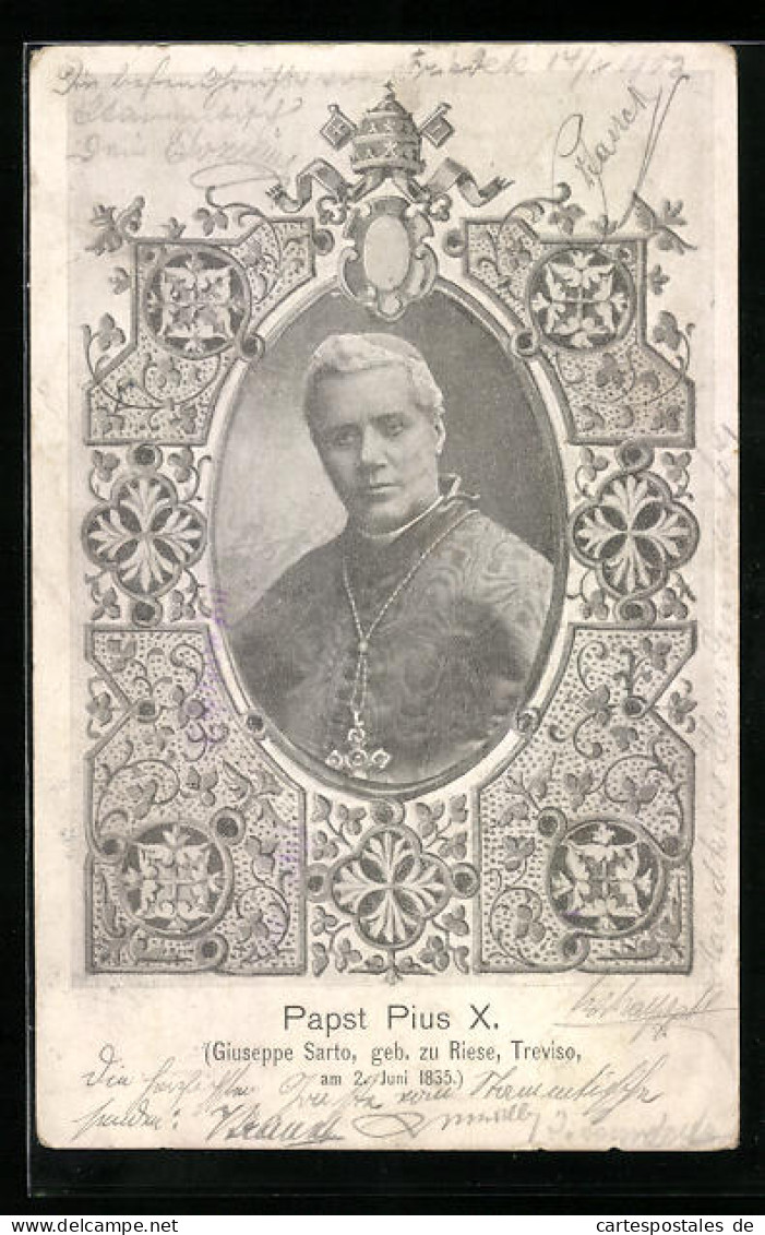 AK Papst Pius X. Mit Kreuzkette  - Pausen