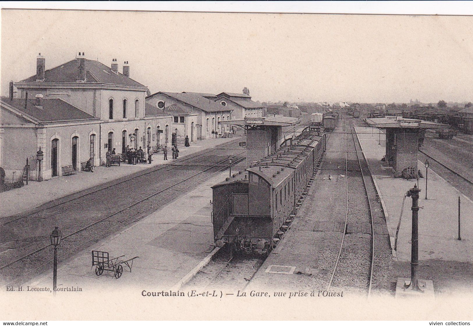 Courtalain (28 Eure Et Loir) La Gare Vue Prise De L'Ouest - Train En Gare - édit. Lecomte Carte Précurseur - Courtalain