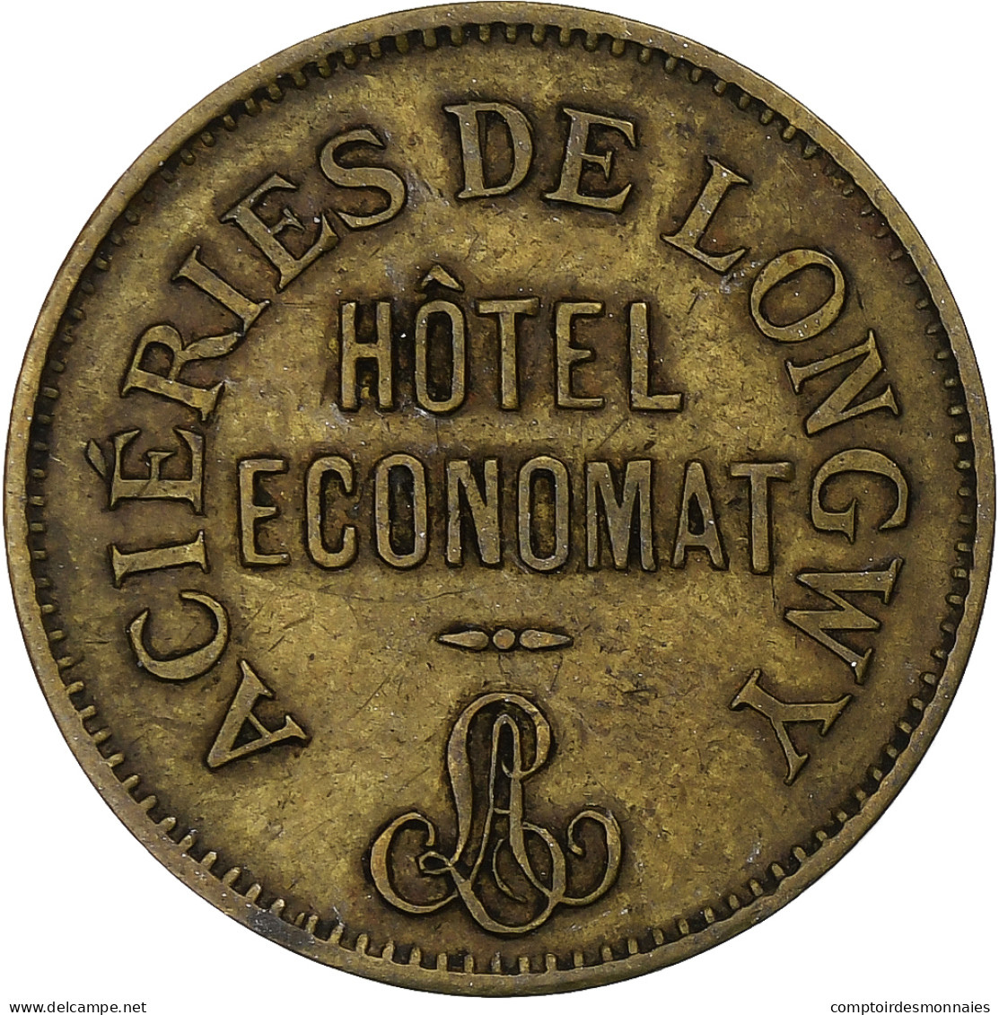 France, Aciéries De Longwy, Hôtel Economat, 50 Centimes, 1883, TTB, Laiton - Monetari / Di Necessità