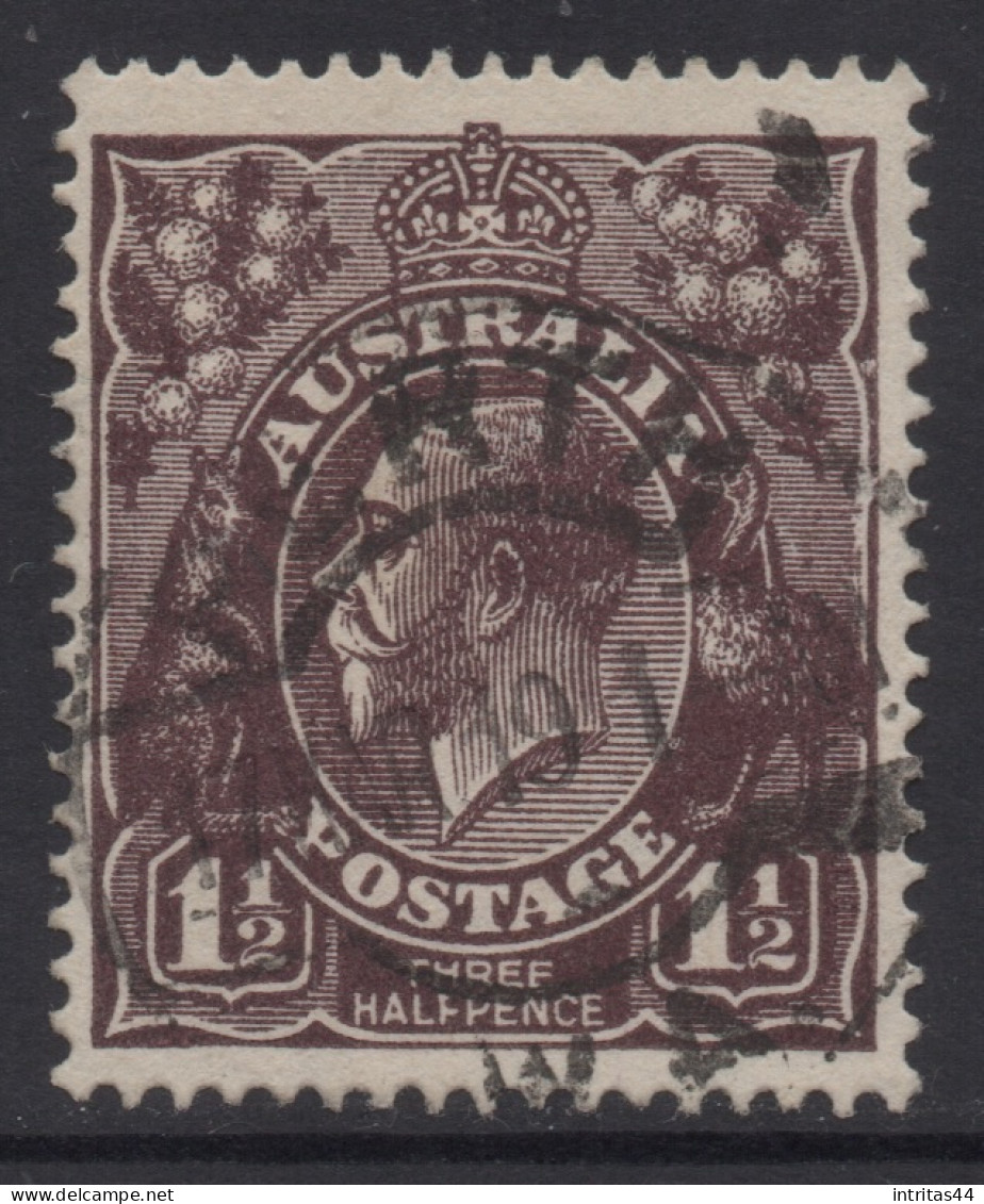 AUSTRALIA 1918-23  1.1/2d BLACK - BROWN  KGV STAMP PERF.14 1st. WMK SG.58 VFU. - Used Stamps