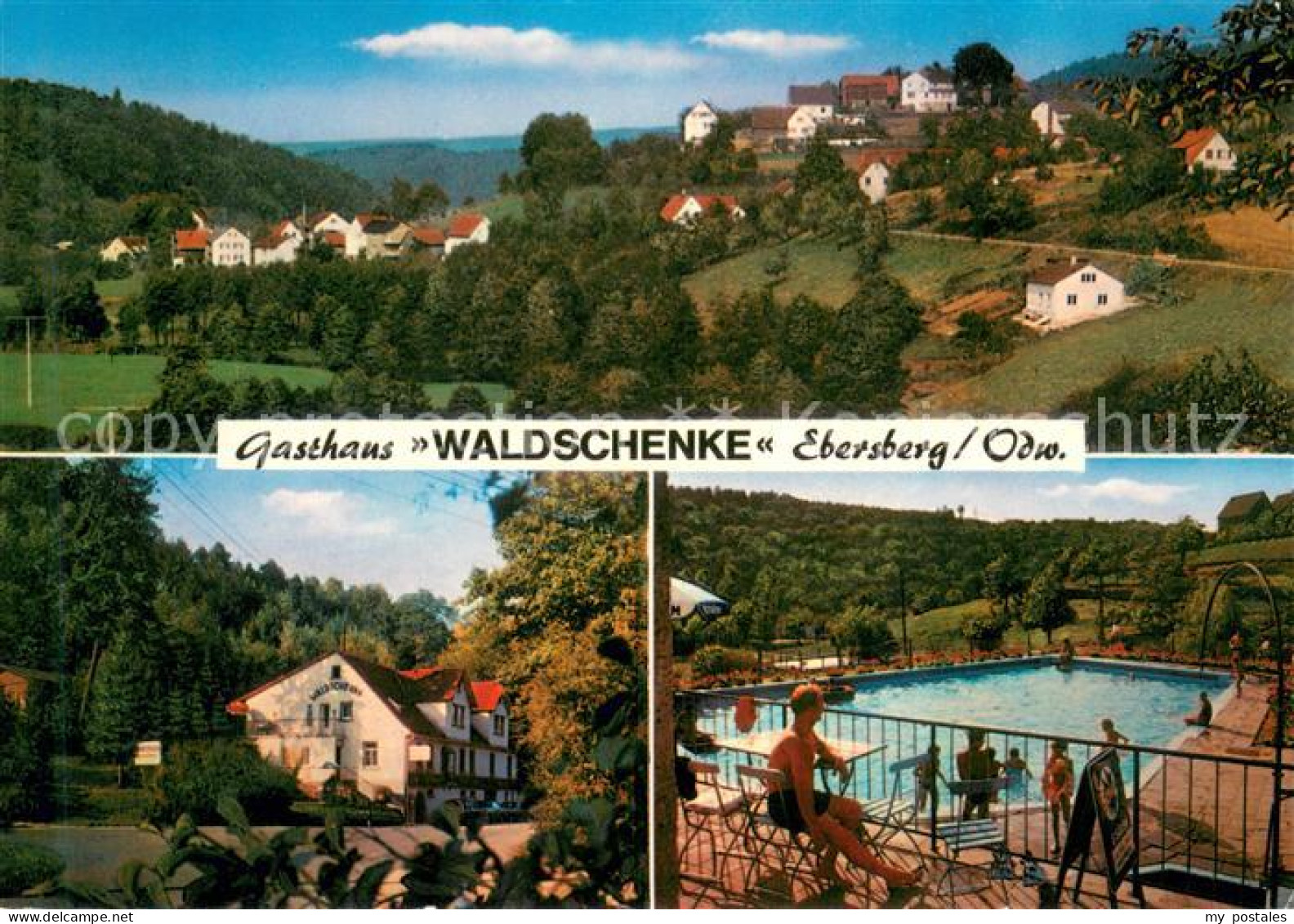 73646033 Ebersberg Odenwald Gasthaus Waldschenke Swimming Pool Ortsansicht Ebers - Erbach