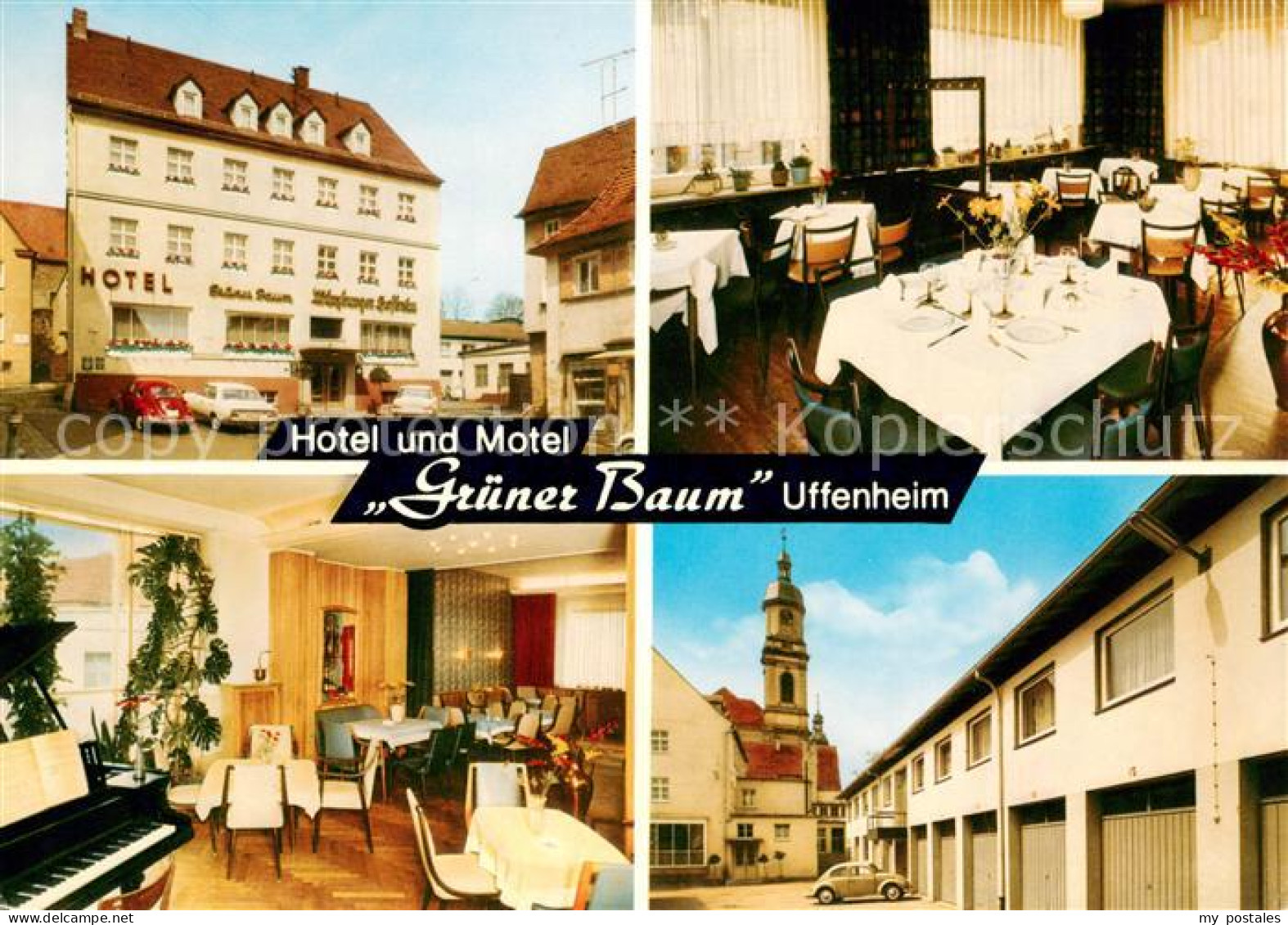 73645958 Uffenheim Hotel Motel Gruener Baum Restaurant Ortsmotiv Mit Kirche Uffe - Autres & Non Classés