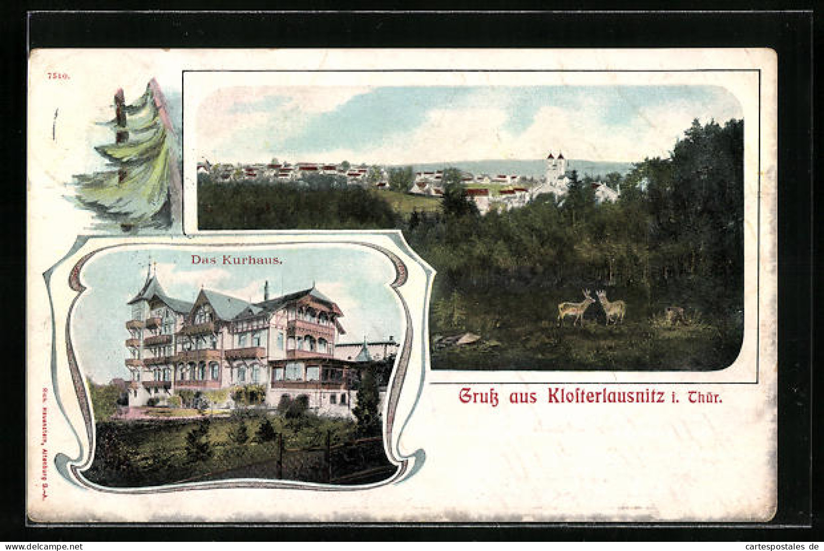AK Klosterlausnitz I. Thür., Ortsansicht Mit Kurhaus  - Bad Klosterlausnitz