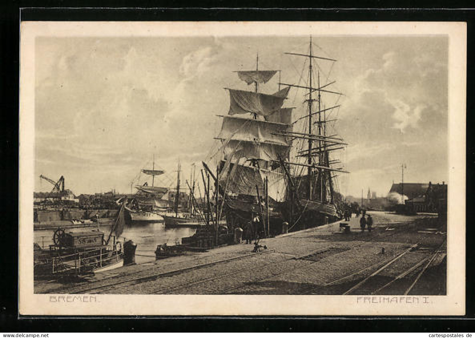 AK Bremen, Freihafen I. Mit Segelschiff  - Sonstige & Ohne Zuordnung