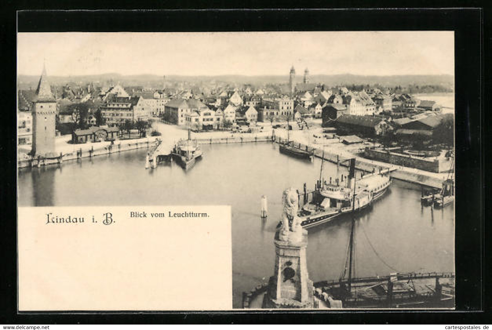 AK Lindau I. B., Blick Vom Leuchtturm Auf Den Hafen  - Sonstige & Ohne Zuordnung