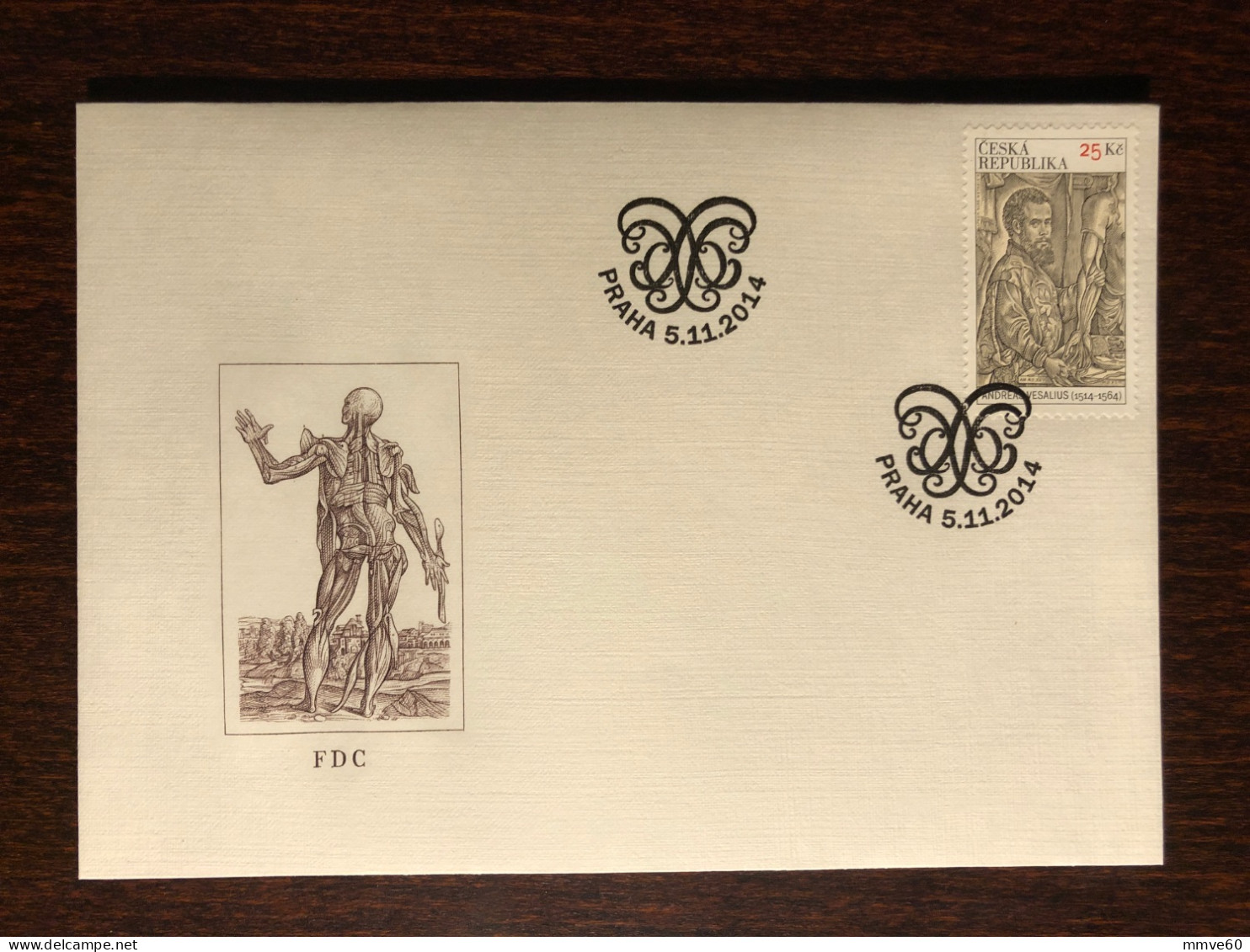 CZECH FDC COVER 2014 YEAR VESALIUS HISTORY OF MEDICINE HEALTH MEDICINE STAMPS - FDC