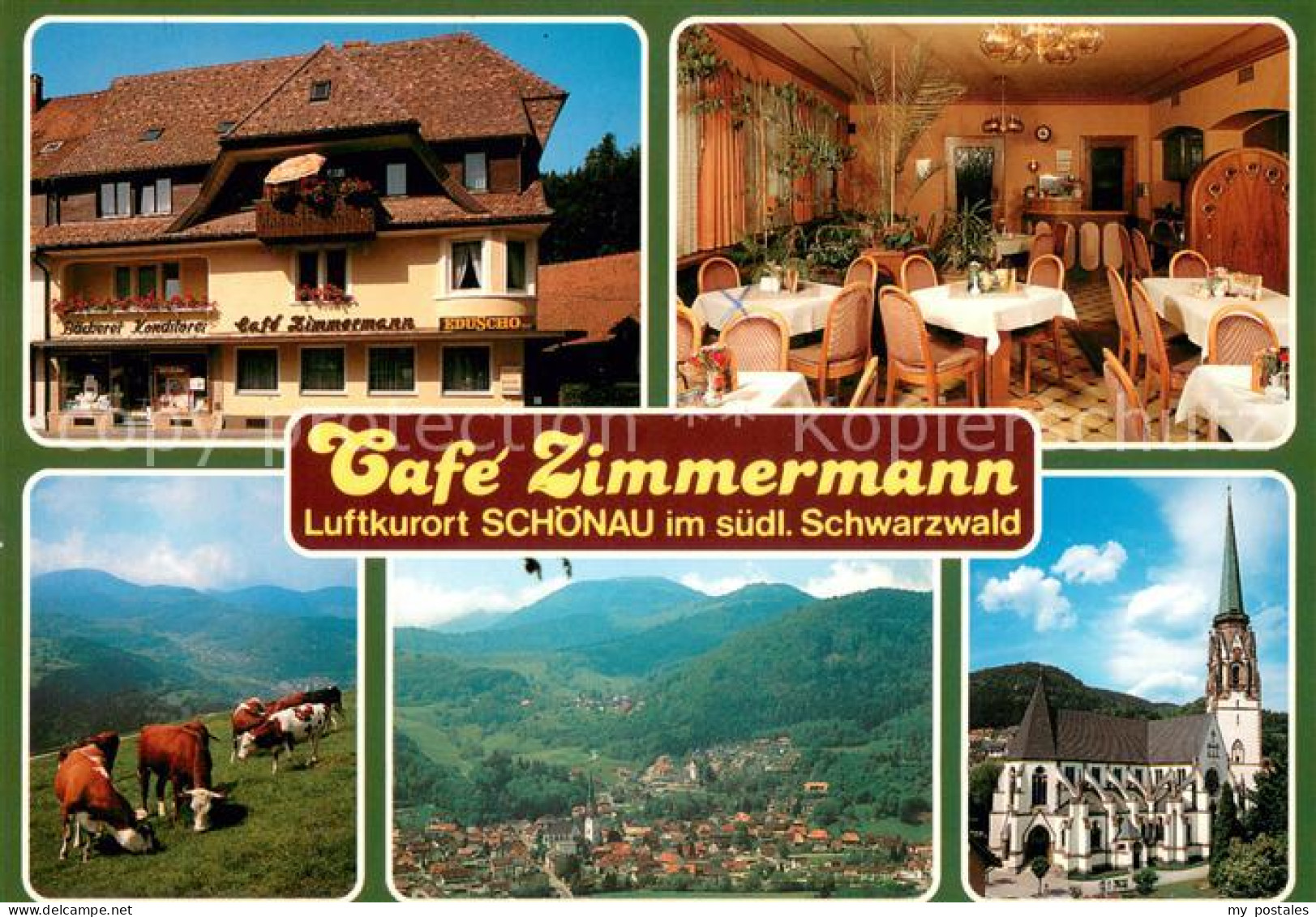 73645585 Schoenau Schwarzwald Cafe Zimmermann Gaststube Kuehe Panorama Kirche Sc - Other & Unclassified