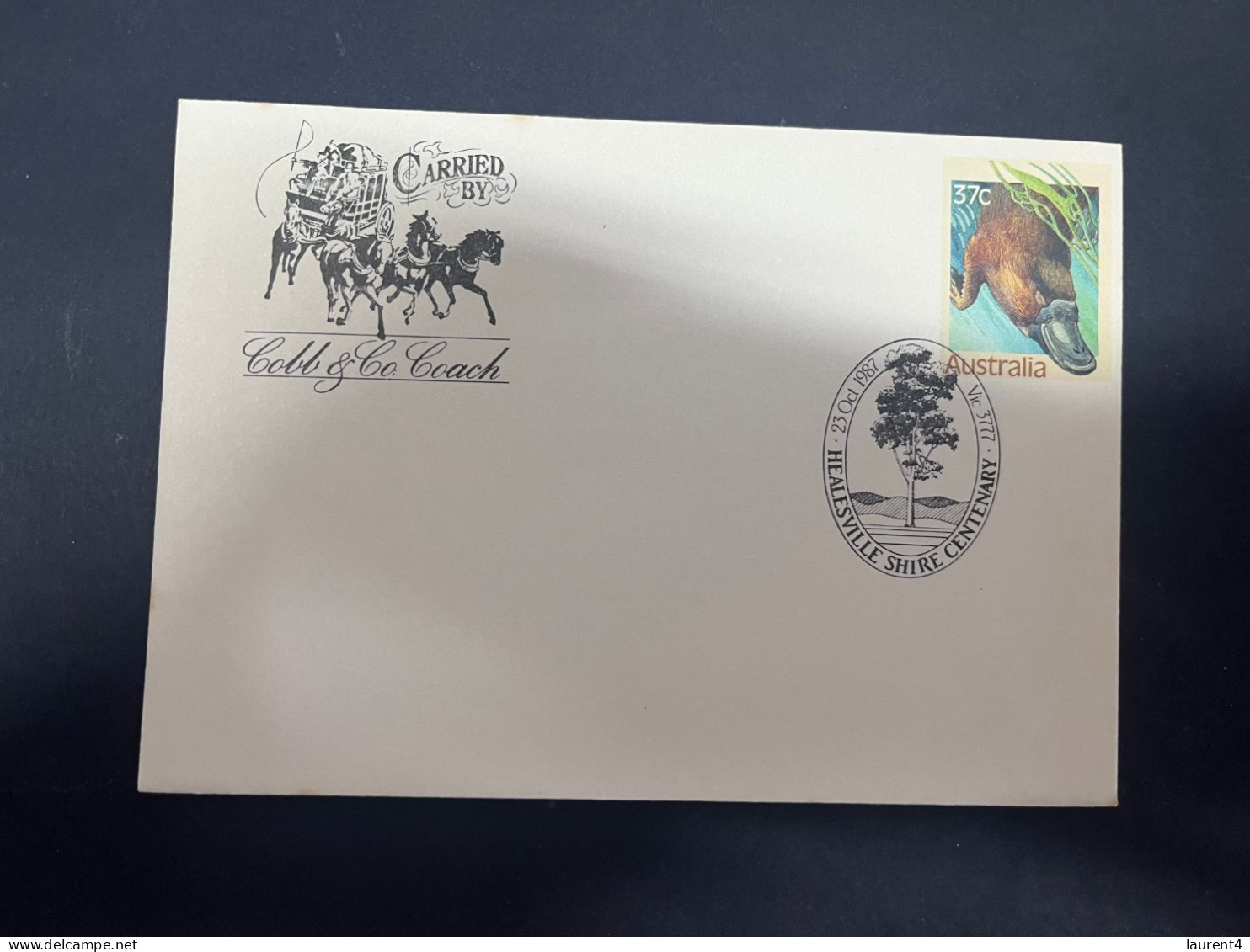 1-5-2024 (3 Z 39) Australia FDC (1 Covers) 1987 - Cobb & Co Coach (platypus) - Ersttagsbelege (FDC)