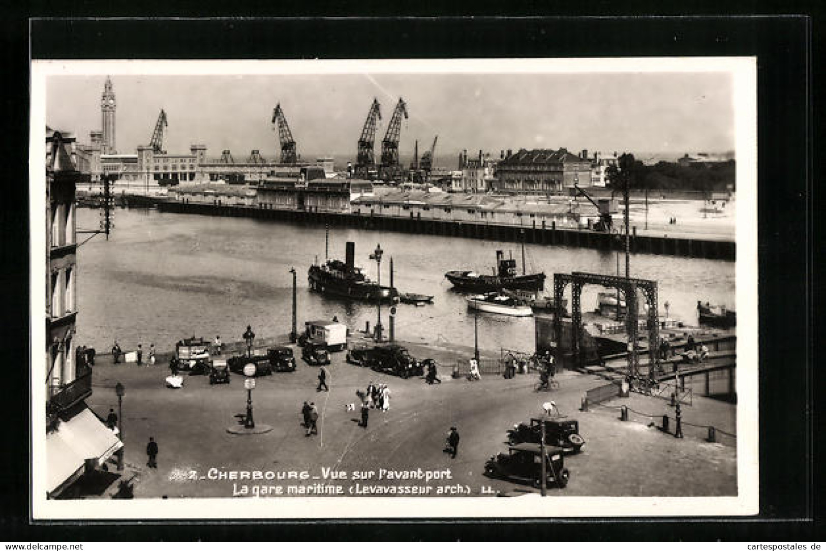 AK Cherbourg, Vue Sur L`avant-port, La Gare Maritime (Levavasseur Arch.)  - Sonstige & Ohne Zuordnung