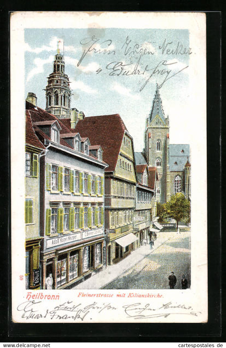 Lithographie Heilbronn, Fleinerstrasse Mit Kilianskirche  - Heilbronn