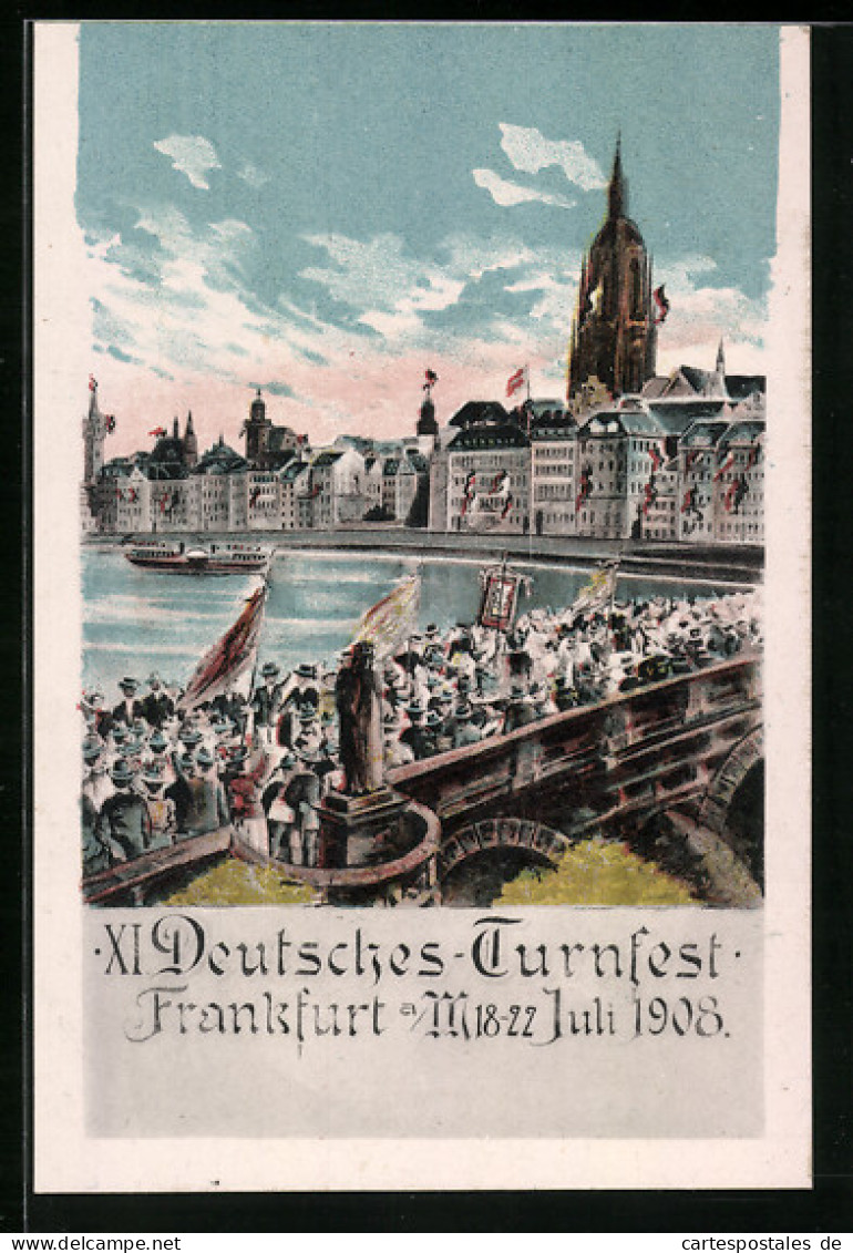 Künstler-AK Frankfurt Am Main, XI. Turnfest 18-22. Juli 1908, Einzug In Die Stadt  - Autres & Non Classés