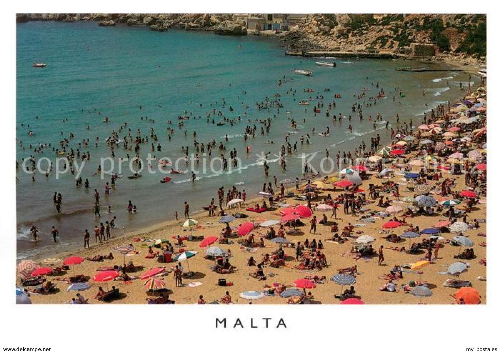 73645191 Malta Ghain Tuffieha Bay Dottet With Bathers On A Fine Summerys Day Mal - Malta