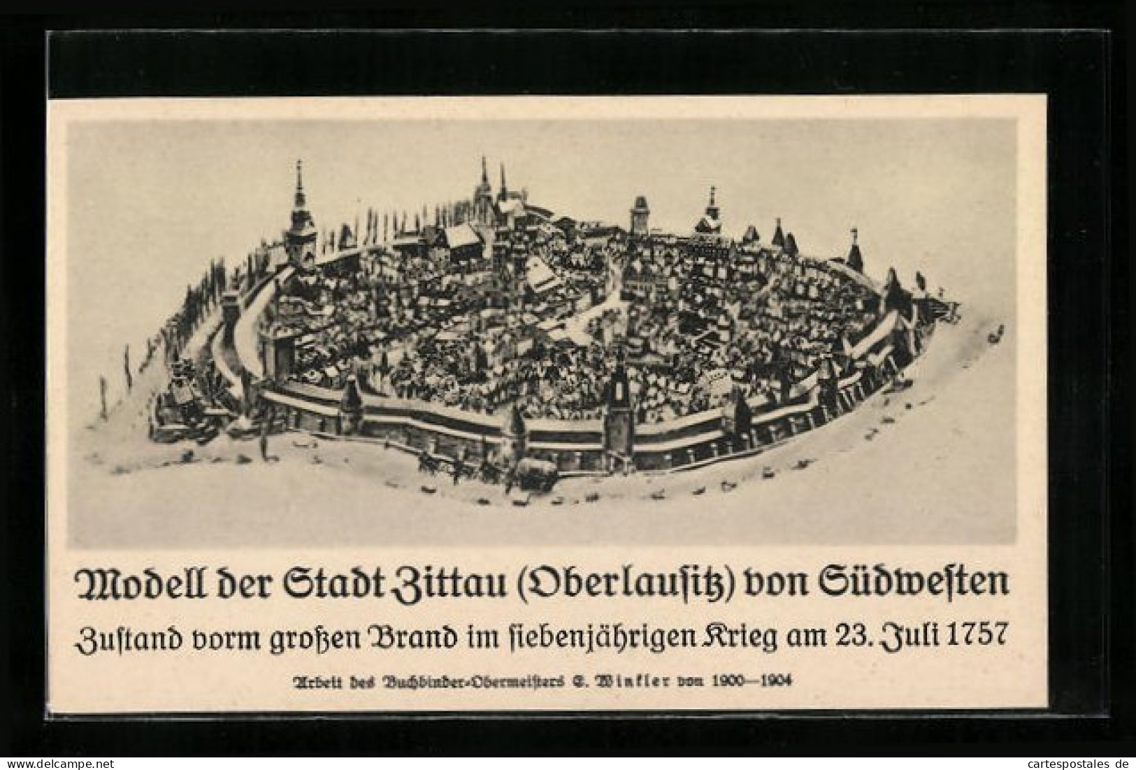 Künstler-AK Zittau In Der Oberlausitz, Modell Der Stadt Von Südwesten Gesehen Vor Dem Grossen Brand Am 23. Juli 1757  - Zittau