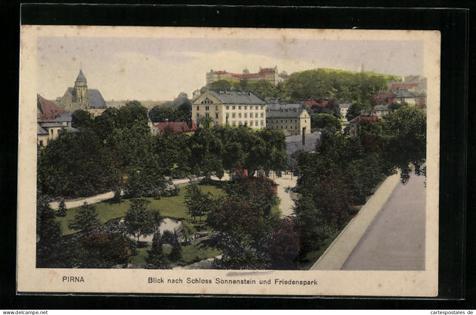 AK Pirna, Blick Nach Schloss Sonnenstein Und Friedenspark  - Pirna